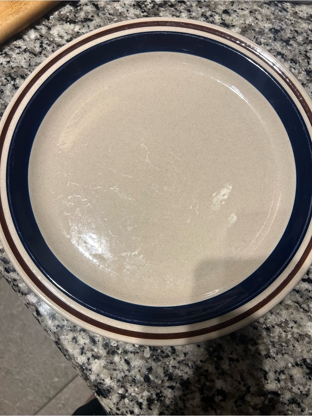 Chateau Cream Dinner Plate with Navy and Brown Bands